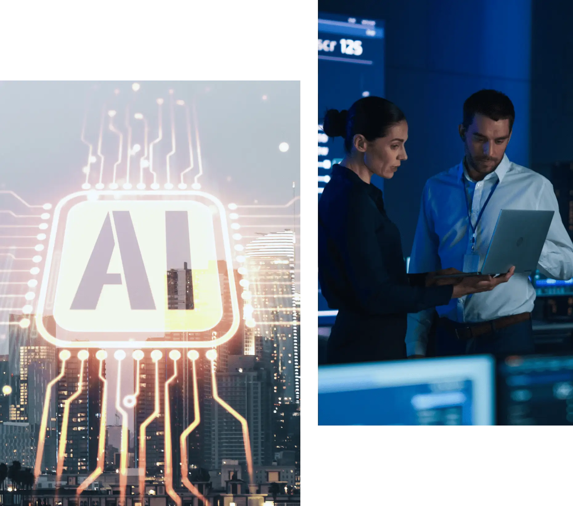 AI technology concept with professionals discussing.